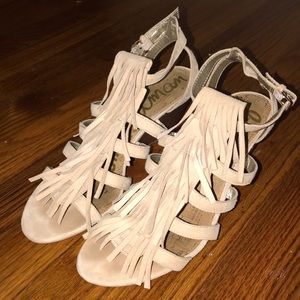 Sandra suede fringe wedges